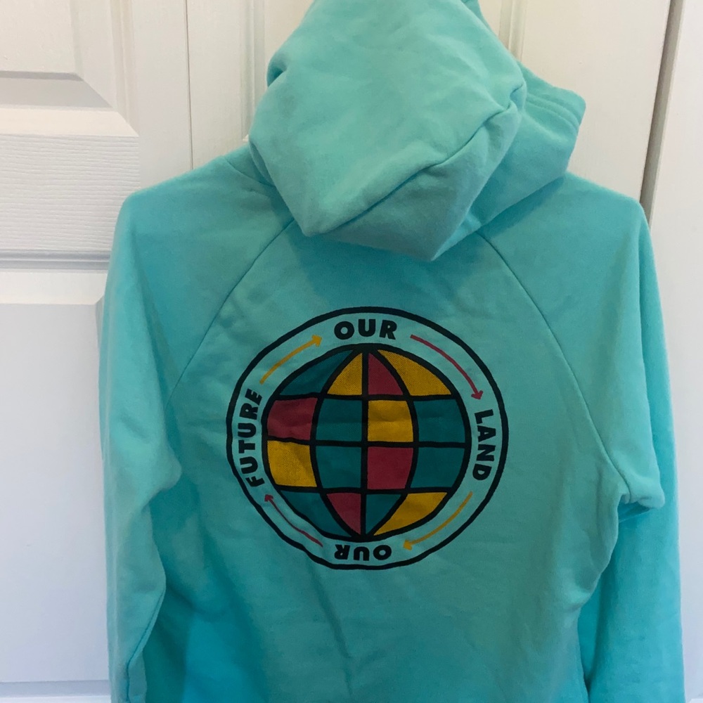 The North Face Teal Hoodie with Multicolor Graphic